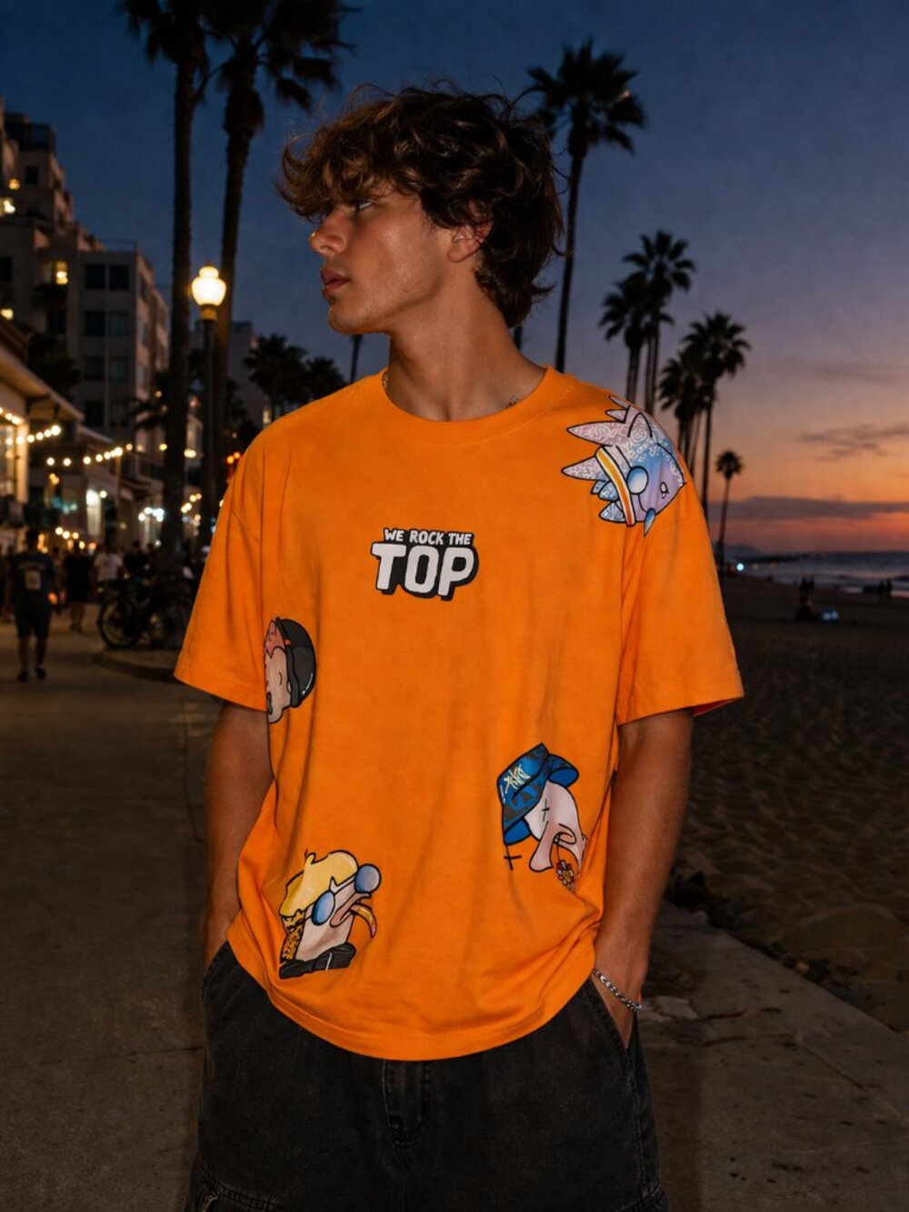 Solana Hills Graphic TShirt Orange “We Rock The Top” Tee Men’s Medium Streetwear